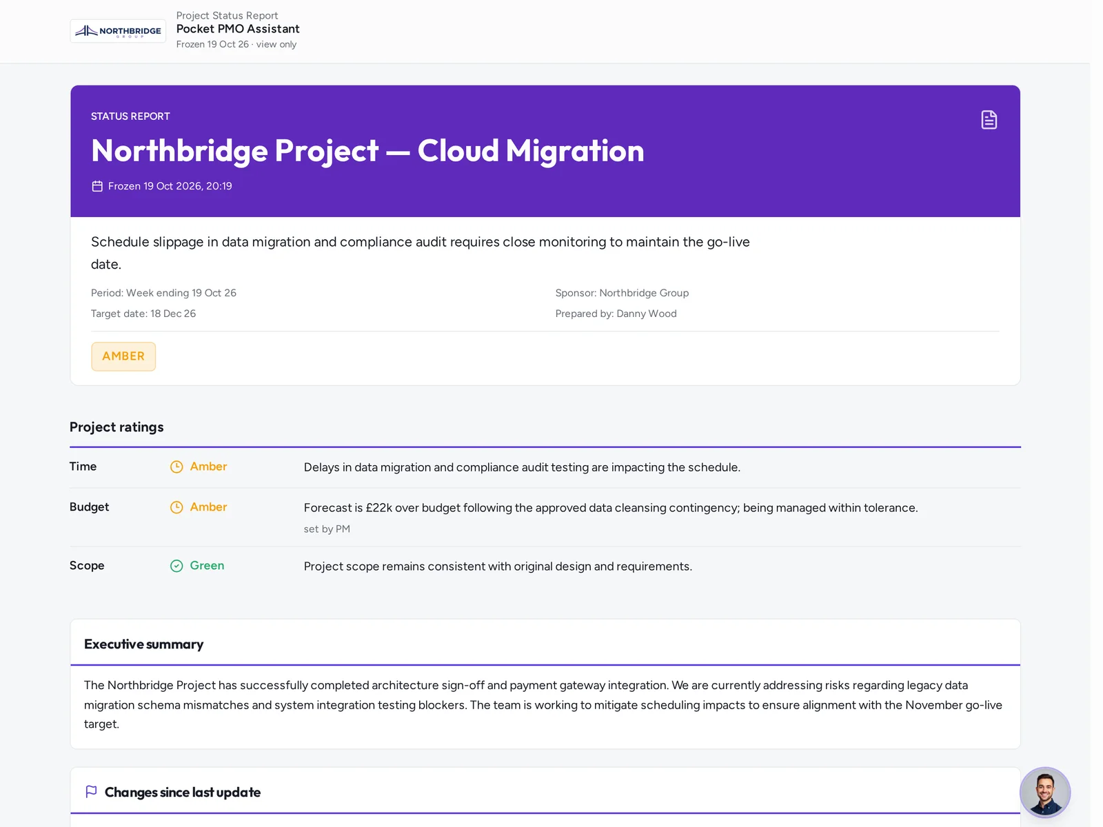 The Northbridge web Snapshot with ratings, milestones and RAID